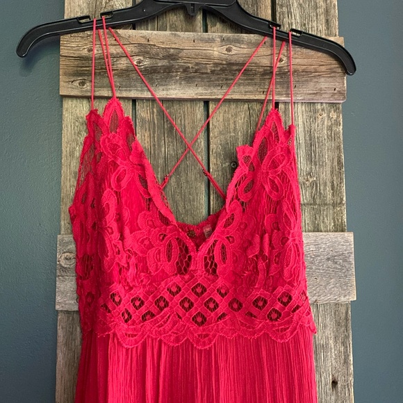 Free People Adella Red Strappy Lace Dress (NWOT) - Picture 2 of 7